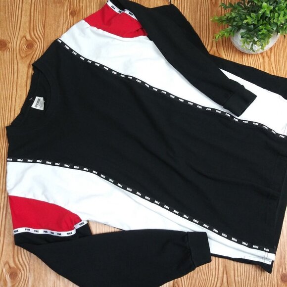 PINK Victoria’s Secret Color Block Long Sleeve Tee size M - Picture 1 of 9